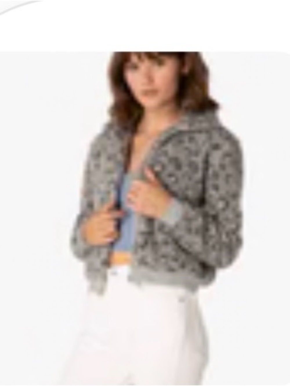 Beyond Yoga Gray Leopard Bomber Jacket